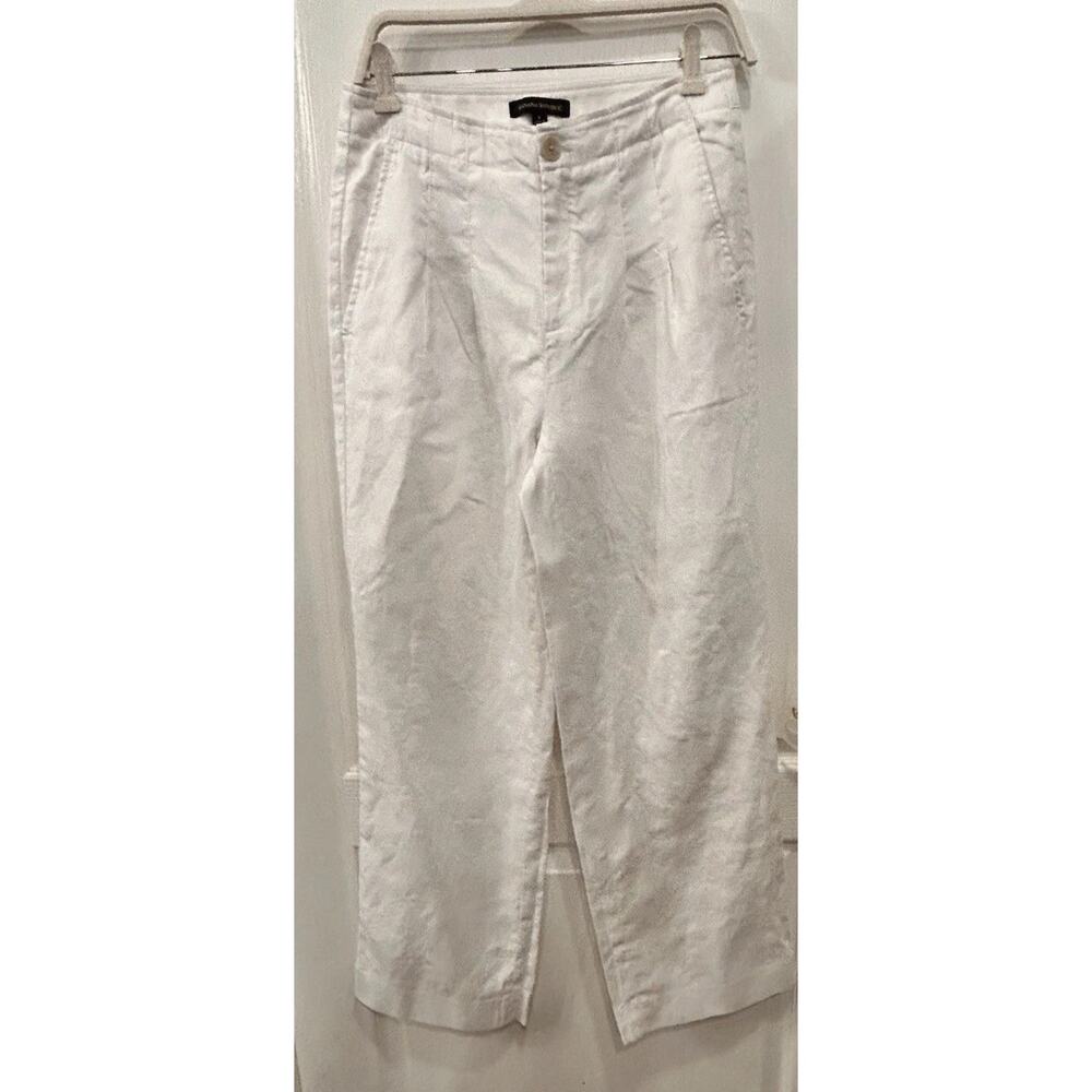 Banana Republic Womens Sz 6 High Rise Pleated Pants Straight Leg Linen White